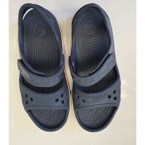 Crocs Kids Bayaband Sandal Navy/White/Red Size J1 Adjustable Straps Play Beach